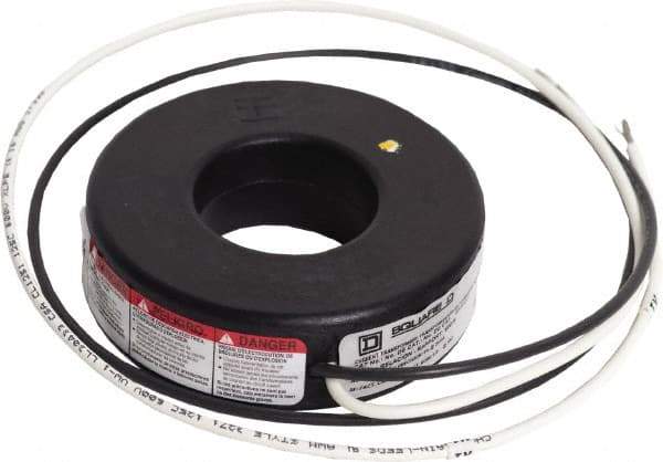 Square D - 600 Amp AC Input, 5 Amp AC Output, Panel Meter Current Transformer - Flying Lead Terminal, For Use with Ammeter, Solid State Transducer - Apex Tool & Supply