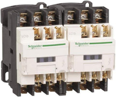 Schneider Electric - 3 Pole, 24 Coil VAC at 50/60 Hz, 12 Amp at 440 VAC, Reversible IEC Contactor - 1 Phase hp: 1 at 115 VAC, 2 at 230/240 VAC, 3 Phase hp: 10 at 575/600 VAC, 3 at 200/208 VAC, 3 at 230/240 VAC, 7.5 at 460/480 VAC - Apex Tool & Supply