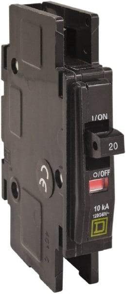 Square D - 45 Amp, 120/240 VAC, 1 Pole, DIN Rail Mounted, Flush Mount, Surface Mount Miniature Circuit Breaker - Thermal Magnetic Trip, 10 kA at 120/240 VAC Breaking Capacity, 14-2 (Aluminum), 14-2 (Copper) AWG, 74mm Deep x 103mm High x 19mm Wide - Apex Tool & Supply