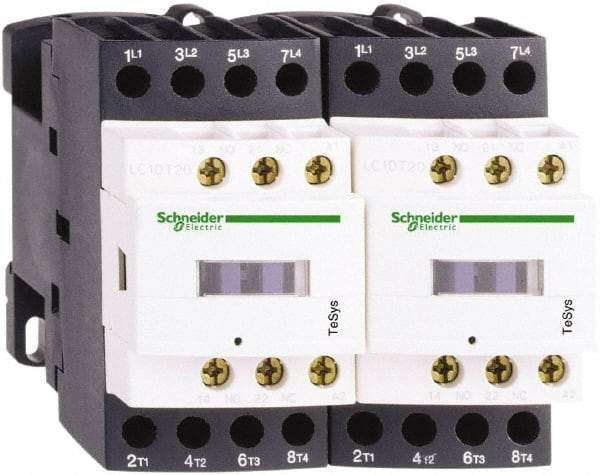 Schneider Electric - 4 Pole, 24 Coil VAC at 50/60 Hz, 20 Amp at 440 VAC, Reversible IEC Contactor - Bureau Veritas, CCC, CSA, CSA C22.2 No. 14, DNV, EN/IEC 60947-4-1, EN/IEC 60947-5-1, GL, GOST, LROS, RINA, RoHS Compliant, UL 508, UL Listed - Apex Tool & Supply