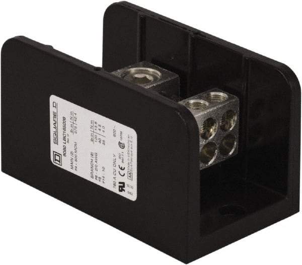 Square D - 1 Pole, 760 (Copper) Amp, Phenolic Power Distribution Block - 600 VAC, 2 Primary Connection - Apex Tool & Supply