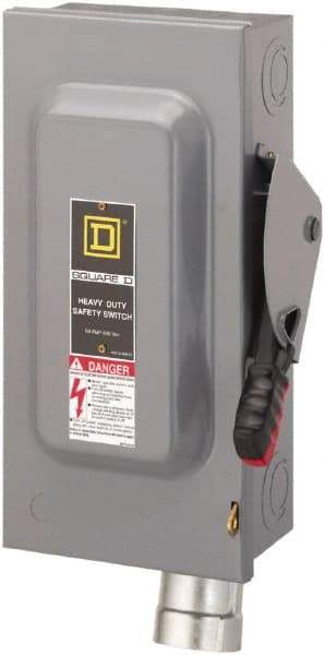 Square D - 60 Amp, 600 VAC, 3 Pole Fused Safety Switch - NEMA 1, 50 hp at 600 VAC (Triple Phase) - Apex Tool & Supply