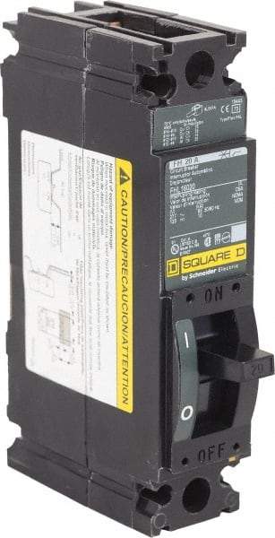 Square D - 20 Amp, 277 VAC, 1 Pole, Individually Mounted Molded Case Circuit Breaker - Thermal Magnetic Trip, 25 kA at 277 VAC Breaking Capacity, 12-4 (Aluminum), 14-4 (Copper) AWG, 4.13 Inch Deep x 6 Inch High x 1-1/2 Inch Wide - Apex Tool & Supply