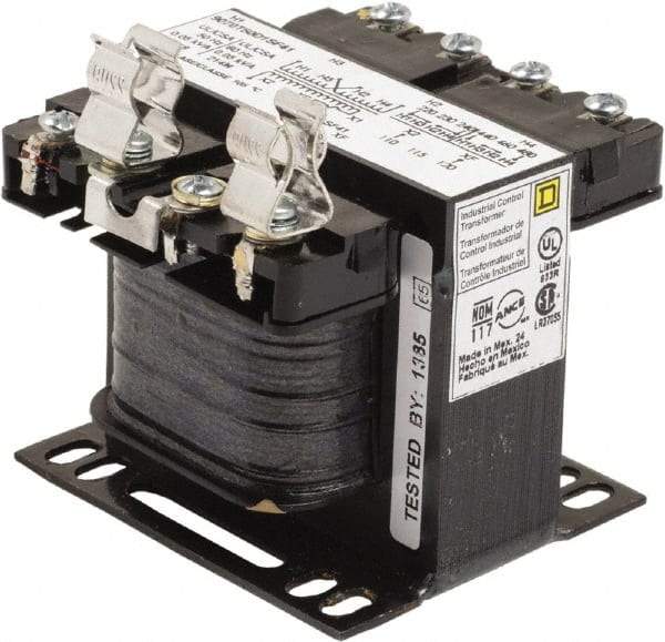 Square D - 50 VA, Top Mount Fuse Block Control Transformer - 50/60 Hz, 3.09 Inch Deep x 2.58 Inch High - Apex Tool & Supply