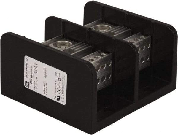 Square D - 2 Poles, 620 (Aluminium), 760 (Copper) Amp, Phenolic Power Distribution Block - 600 VAC, 2 Primary Connection - Apex Tool & Supply