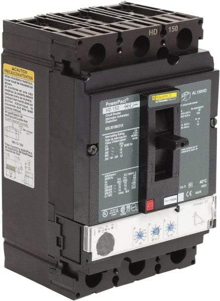 Square D - 150 Amp, 600 VAC, 3 Pole, Panel Mount Molded Case Circuit Breaker - Electronic Trip, Multiple Breaking Capacity Ratings, 14-3/0 AWG - Apex Tool & Supply