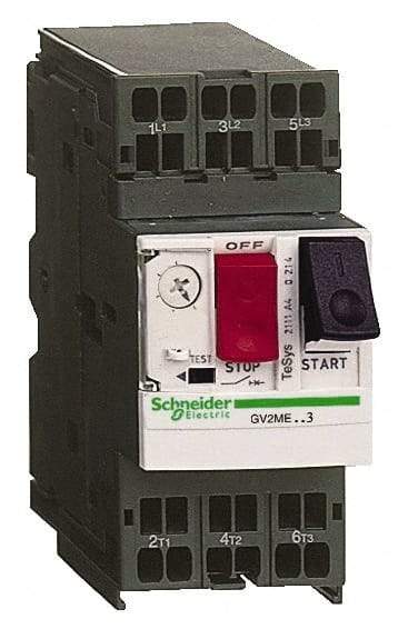 Schneider Electric - 14 Amp, 690 VAC at 50/60 Hz, 3 Pole, Bolt On, Clip Motor Circuit Breaker - Thermal Magnetic Trip, Multiple Breaking Capacity Ratings, 78mm Deep x 101mm High x 45mm Wide - Apex Tool & Supply