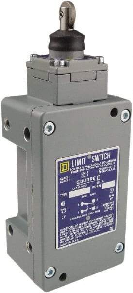 Square D - DPDT, 2NC/2NO, 600 Volt Screw Terminal, Roller Plunger Actuator, General Purpose Limit Switch - 1, 2, 4, 6, 12, 13, 6P NEMA Rating, IP67 IPR Rating - Apex Tool & Supply