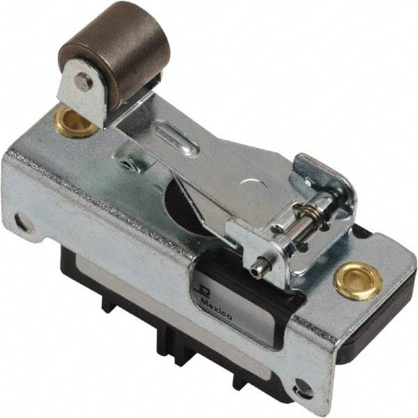 Square D - 0.2 Amp at 125 VDC, 0.6 Amp at 600 VAC, DPDT-DB, Roller Lever, Snap Switch Snap Action Switch - 600 V, Screw Terminal, 1/2 Lb Max Operating Force, 2-1/2 Inch High x 0.95 Inch Long x 2.54 Inch Wide, -20 to 185°F - Apex Tool & Supply
