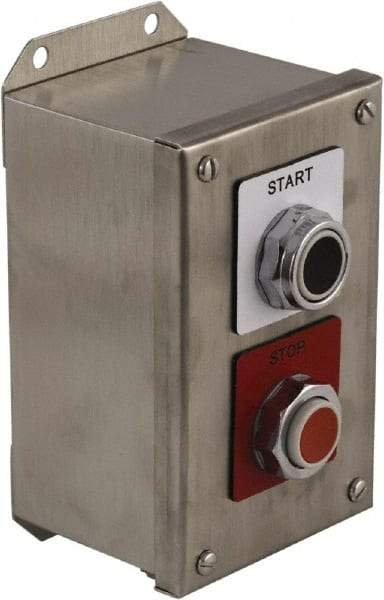 Schneider Electric - 2 Operator, Projecting Pushbutton Control Station - Start, Stop (Legend), Momentary Switch, 1NO/2NC Contact, NEMA 13, 3, 4 - Apex Tool & Supply