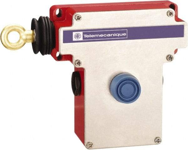 Telemecanique Sensors - 10 Amp, 2NC Configuration, Left Hand Operation, Rope Operated Limit Switch - Pushbutton Reset, Rope Pull, No Pilot Light, 300 VAC - Apex Tool & Supply