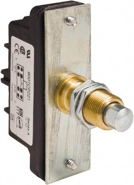 Square D - DPDT, 2NC/2NO, 600 Volt Screw Terminal, Plunger Actuator, General Purpose Limit Switch - 1 NEMA Rating, IP20 IPR Rating, Panel Mount, 3/4 Lb. Operating Force - Apex Tool & Supply