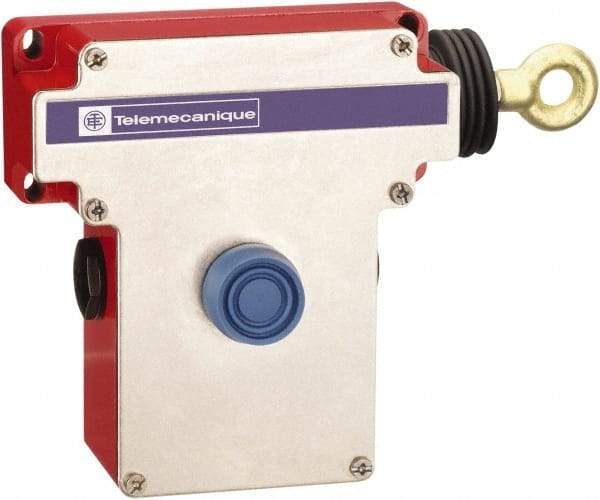 Telemecanique Sensors - 10 Amp, 2NO/2NC Configuration, Rope Operated Limit Switch - Pushbutton Reset, Rope Pull, No Pilot Light, 300 VAC - Apex Tool & Supply