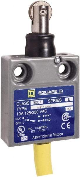 Square D - SPDT, NC/NO, 240 VAC, Prewired Terminal, Roller Plunger Actuator, General Purpose Limit Switch - 1, 2, 4, 6, 6P NEMA Rating, IP67 IPR Rating, 80 Ounce Operating Force - Apex Tool & Supply