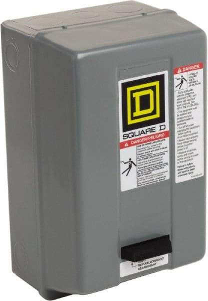 Square D - 220 Coil VAC at 50 Hz, 240 Coil VAC at 60 Hz, 27 Amp, NEMA Size 1, Nonreversible Enclosed Enclosure NEMA Motor Starter - 3 hp at 1 Phase, 1 Enclosure Rating - Apex Tool & Supply