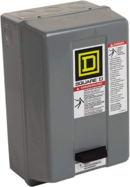 Square D - 110 Coil VAC at 50 Hz, 120 Coil VAC at 60 Hz, 27 Amp, NEMA Size 1, Nonreversible Enclosed Enclosure NEMA Motor Starter - 2 hp at 1 Phase, 1 Enclosure Rating - Apex Tool & Supply