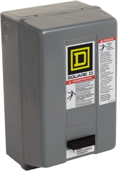 Square D - 110 Coil VAC at 50 Hz, 120 Coil VAC at 60 Hz, 9 Amp, Nonreversible Enclosed Enclosure NEMA Motor Starter - 1/3 hp at 1 Phase, 1 Enclosure Rating - Apex Tool & Supply