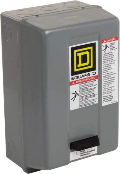 Square D - 110 Coil VAC at 50 Hz, 120 Coil VAC at 60 Hz, 9 Amp, Nonreversible Enclosed Enclosure NEMA Motor Starter - 1 hp at 1 Phase, 1 Enclosure Rating - Apex Tool & Supply