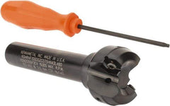 Kennametal - 1.518" Cut Diam, 0.064" Max Depth, 3/4" Shank Diam, Cylindrical Shank Indexable High-Feed End Mill - Screw Holding Method, HNGJ0604ANENLD Insert, KSHR Toolholder, Through Coolant - Apex Tool & Supply