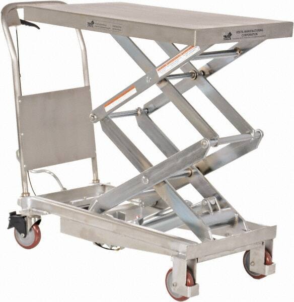 Vestil - 800 Lb Capacity Manual Scissor Elevating Cart - 15-1/2" to 50-3/4" Lift Height, 35-1/2" Platform Length x 20" Platform Width - Apex Tool & Supply