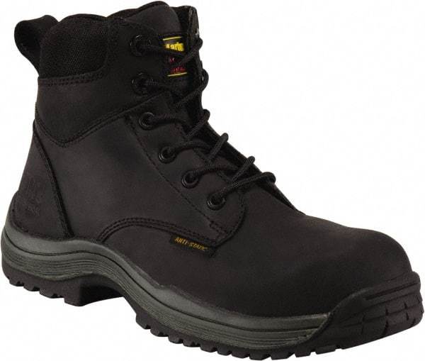 Dr. Martens - Men's Size 7 Medium Width Composite Work Boot - Black, Leather Upper, Rubber Outsole, 7" High, Hot Weather, Non-Slip, Electrostatic Dissipative (ESD) - Apex Tool & Supply