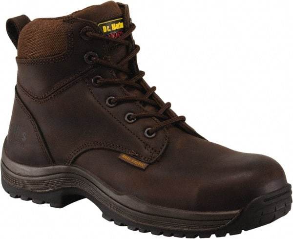 Dr. Martens - Men's Size 7 Medium Width Composite Work Boot - Brown, Leather Upper, Rubber Outsole, 7" High, Dielectric, Hot Weather, Non-Slip - Apex Tool & Supply