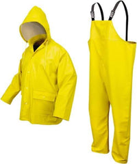 MCR Safety - Size M, Yellow, Rain, Disposable Encapsulated Suit - 52" Chest, 2 Pockets, Detachable Hood - Apex Tool & Supply