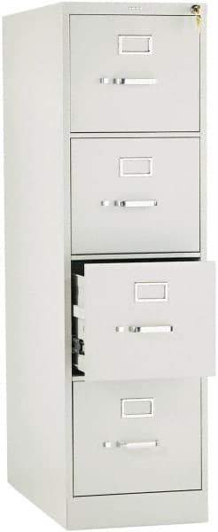 Hon - 15" Wide x 52" High x 26-1/2" Deep, 4 Drawer Vertical File with Lock - Steel, Light Gray - Apex Tool & Supply