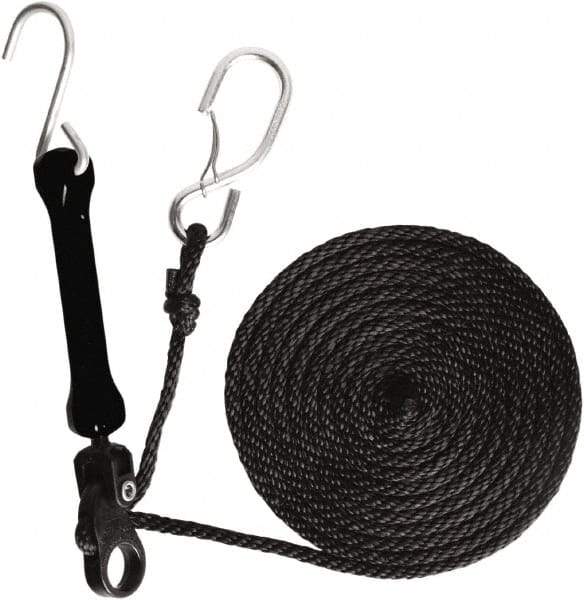 The Perfect Bungee - Light Duty Tie Down with Triangulated Galvanized S Hook - 144" OAL, Black - Apex Tool & Supply
