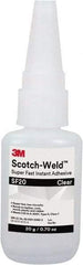 3M - 0.71 oz Bottle Clear Instant Adhesive - Series Part Number SF20, 3 to 30 sec Working Time, 24 hr Full Cure Time - Apex Tool & Supply