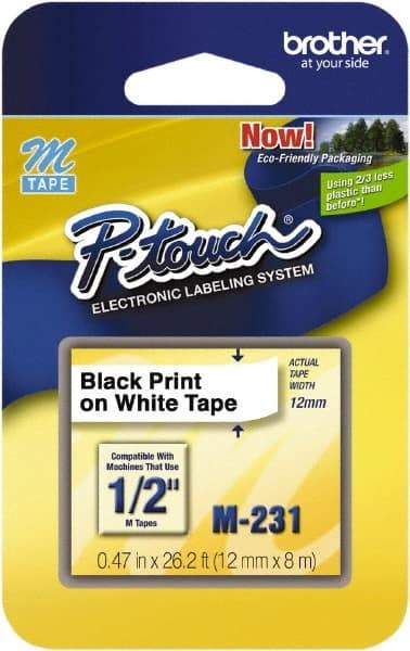 Brother - 3.31" Wide x 314-13/32" Long, White Tape Cassette - For Label Maker - Apex Tool & Supply