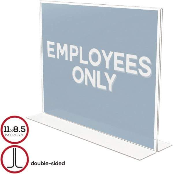 Deflect-o - 11" Wide x 8-1/2" High Sign Compatiblity, Plastic Sign Holder - Clear, 8-1/2" Holder Height - Apex Tool & Supply