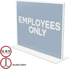 Deflect-o - 11" Wide x 8-1/2" High Sign Compatiblity, Plastic Sign Holder - Clear, 8-1/2" Holder Height - Apex Tool & Supply