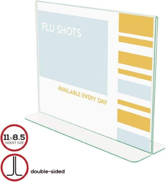 Deflect-o - 11" Wide x 8-1/2" High Sign Compatiblity, Plastic Sign Holder - Clear, 8-1/2" Holder Height - Apex Tool & Supply