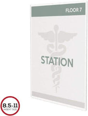 Deflect-o - 8-1/2" Wide x 11" High Sign Compatiblity, Plastic Sign Holder - Clear, 11" Holder Height - Apex Tool & Supply