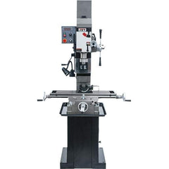 Jet - 3 Phase, 19-11/16" Swing, Geared Head Mill Drill Combination - 32-1/4" Table Length x 9-1/2" Table Width, 20-1/2" Longitudinal Travel, 8-1/4" Cross Travel, Variable Spindle Speeds, 1.5 hp, 230 Volts - Apex Tool & Supply