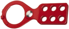 Ability One - Single Jaw, 1-1/2" Jaw Diam, 6 PadLocks, Steel Lockout Hasp - Scissor Action, Red - Apex Tool & Supply