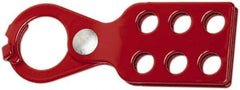 Ability One - Single Jaw, 1" Jaw Diam, 6 PadLocks, Steel Lockout Hasp - Scissor Action, Red - Apex Tool & Supply
