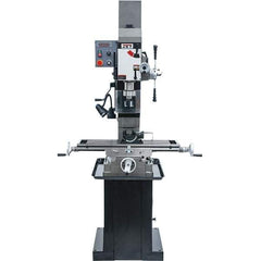 Jet - 3 Phase, 19-11/16" Swing, Geared Head Mill Drill Combination - 32-1/4" Table Length x 9-1/2" Table Width, 20-1/2" Longitudinal Travel, 8-1/4" Cross Travel, Variable Spindle Speeds, 1.5 hp, 230 Volts - Apex Tool & Supply
