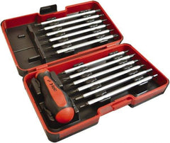 Felo - 13 Piece, 1/4" Drive Screwdriver Bit Set - #1 to #3 Phillips, 3 to 6mm Hex, T6 to T40 Torx, #1, #2 & #3 Pozidriv, 5/32, 7/32 & 1/4" Slotted - Apex Tool & Supply