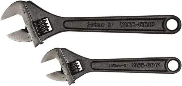 Irwin - 2 Piece, 6" to 8", Adjustable Wrench Set - Inch Measurement Standard, Black Finish - Apex Tool & Supply