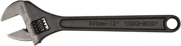Irwin - 1-1/2" Jaw Capacity, 12" Standard Adjustable Wrench - Chrome Vanadium Steel, Black Finish - Apex Tool & Supply