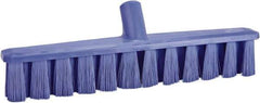 Vikan - 15.25" Combo Duty Polyester Push Broom - 1-7/8" Bristle Length, Plastic Block, European Threaded Handle Connection, Handle Sold Separately - Apex Tool & Supply