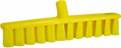 Vikan - 15.25" Fine Particle Polyester Push Broom - 1-7/8" Bristle Length, Plastic Block, European Threaded Handle Connection, Handle Sold Separately - Apex Tool & Supply