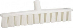 Vikan - 15.25" Fine Particle Polyester Push Broom - 1-7/8" Bristle Length, Plastic Block, European Threaded Handle Connection, Handle Sold Separately - Apex Tool & Supply