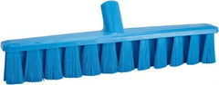 Vikan - 15.25" Fine Particle Polyester Push Broom - 1-7/8" Bristle Length, Plastic Block, European Threaded Handle Connection, Handle Sold Separately - Apex Tool & Supply