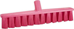 Vikan - 15.25" Fine Particle Polyester Push Broom - 1-7/8" Bristle Length, Plastic Block, European Threaded Handle Connection, Handle Sold Separately - Apex Tool & Supply