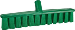 Vikan - 15.25" Fine Particle Polyester Push Broom - 1-7/8" Bristle Length, Plastic Block, European Threaded Handle Connection, Handle Sold Separately - Apex Tool & Supply