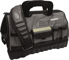 Bucket Boss - 14 Pocket Gray & Black Polyester Tool Bag - 18" Wide x 11" Deep x 13" High - Apex Tool & Supply