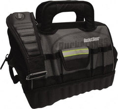 Bucket Boss - 14 Pocket Gray & Black Polyester Tool Bag - 14" Wide x 10" Deep x 11" High - Apex Tool & Supply
